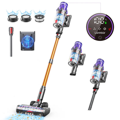 Cordless Vacuum, Real 50Kpa Suction, 500W Motor, 60Min Runtime, Quiet, Premium Build for Pets & Floors