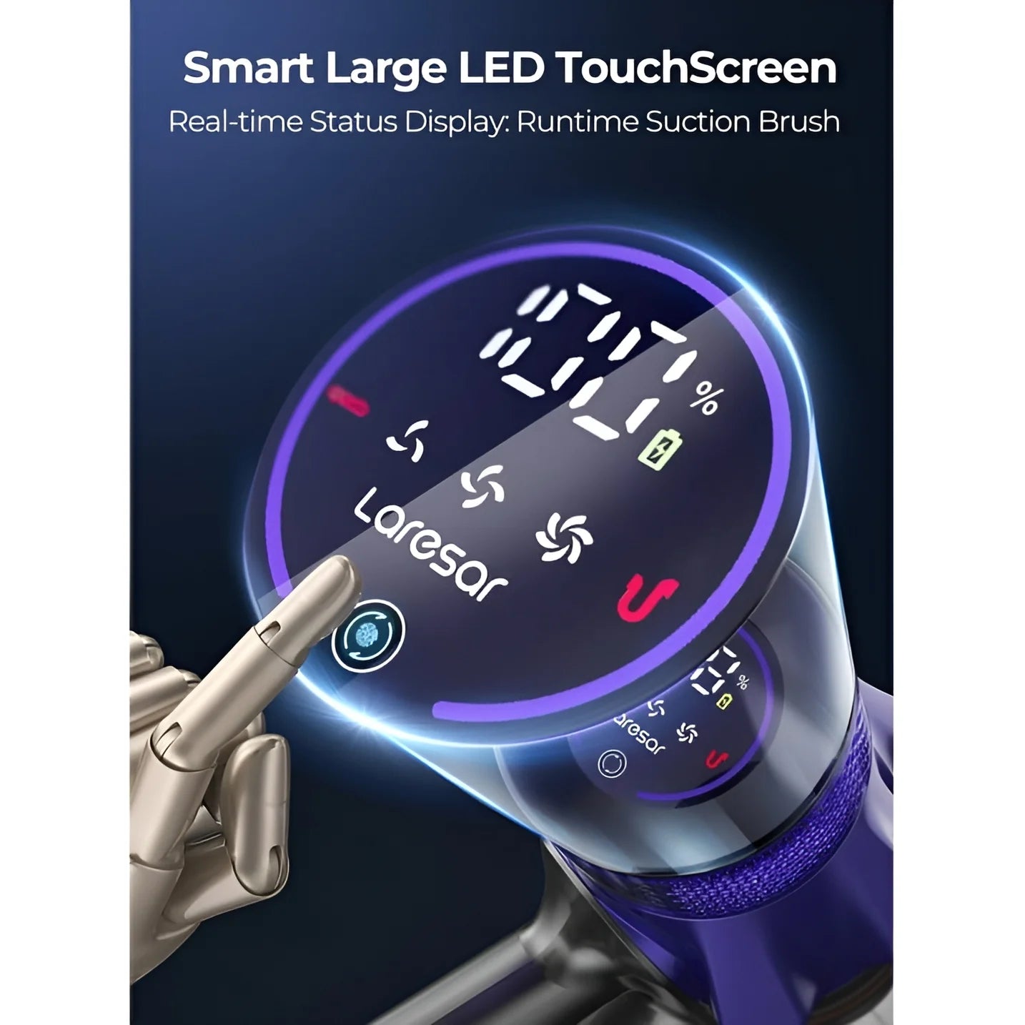 Cordless Vacuum, Real 50Kpa Suction, 500W Motor, 60Min Runtime, Quiet, Premium Build for Pets & Floors