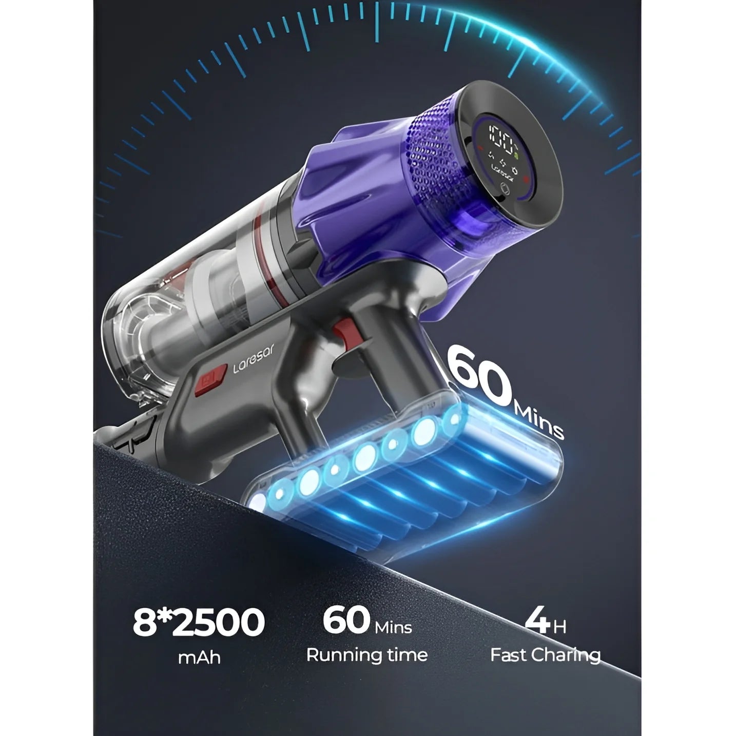 Cordless Vacuum, Real 50Kpa Suction, 500W Motor, 60Min Runtime, Quiet, Premium Build for Pets & Floors