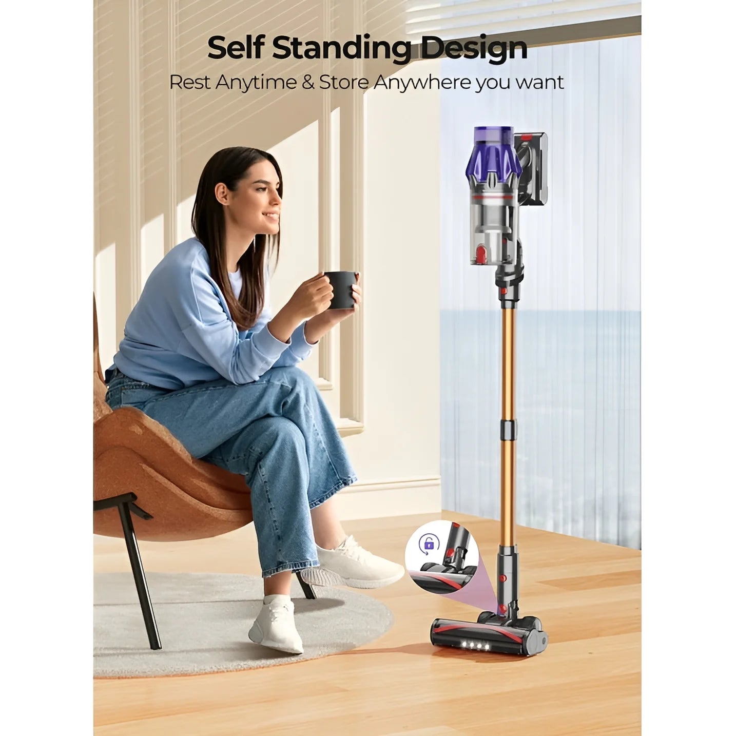 Cordless Vacuum, Real 50Kpa Suction, 500W Motor, 60Min Runtime, Quiet, Premium Build for Pets & Floors